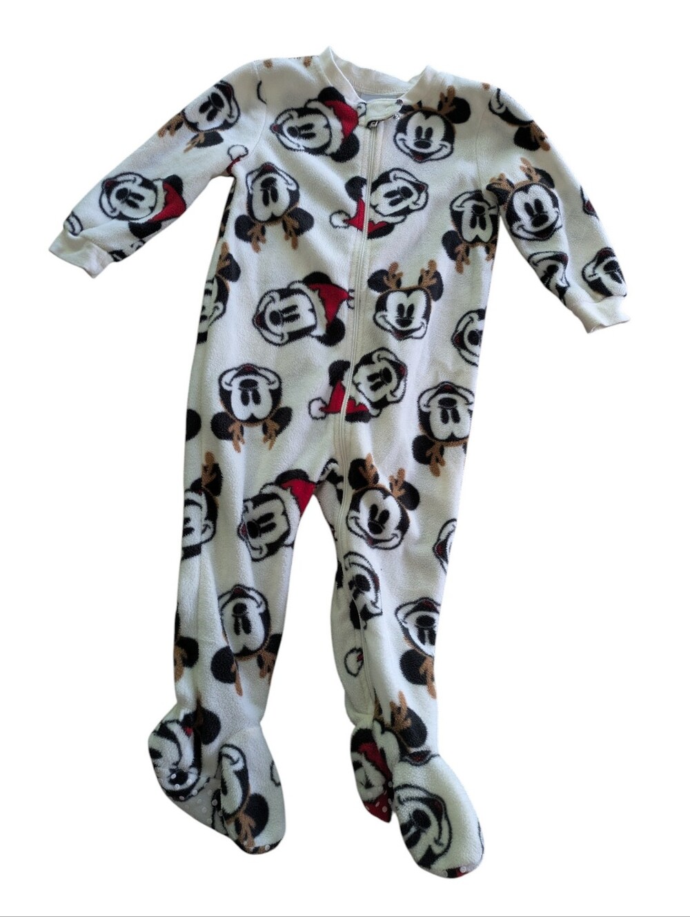 Disney White Fleece Mickey Mouse Footed One-Piece
